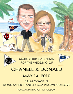 I just completed a caricature wedding save the date for a couple Chicago